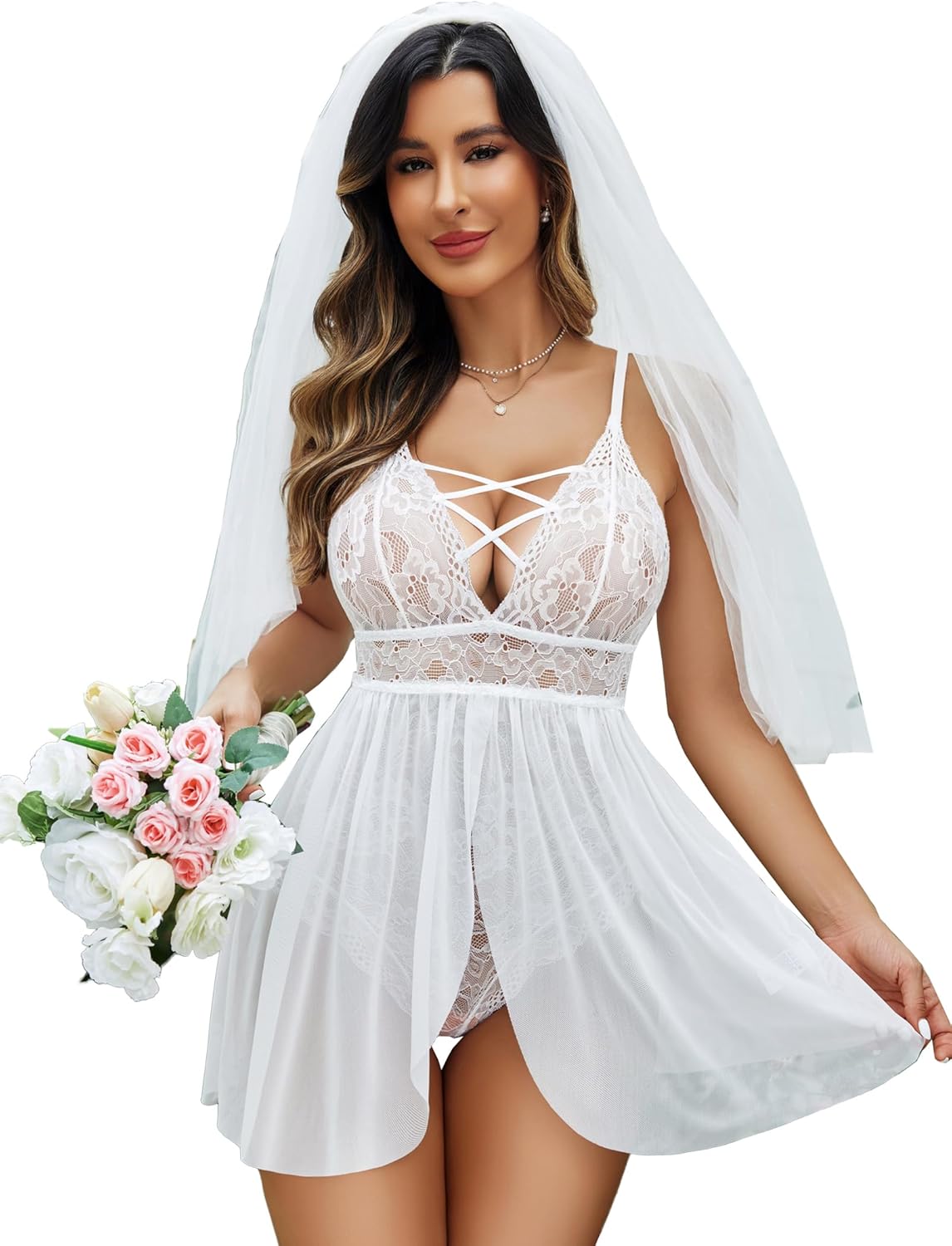 Sexy Nightgowns Lace Chemise Sleepwear Babydoll Teddy Lingerie Dress